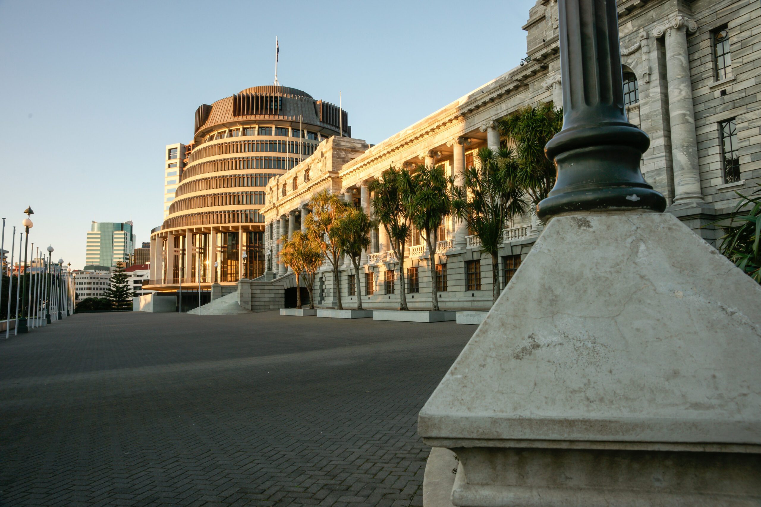 Beehive parliament building in Wellington, New Zealand