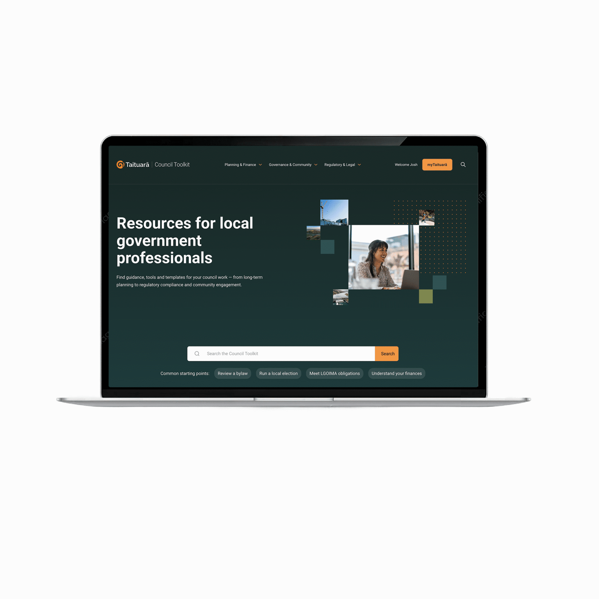 Council Toolkit screen examples on laptop